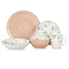 JUST HOME COLLECTION - Juego de Loza 30 Piezas Porcelana Malaga Café