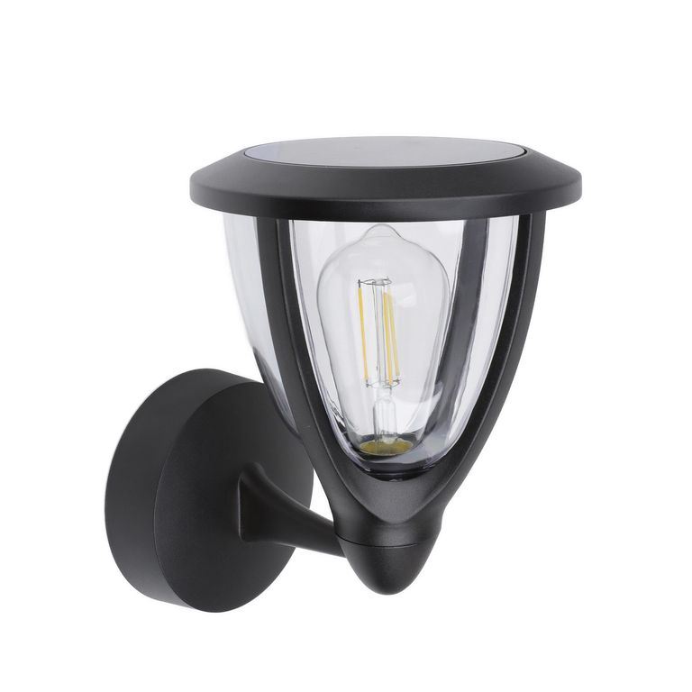 Farol De Pared Solar 100 Lúmenes Negro