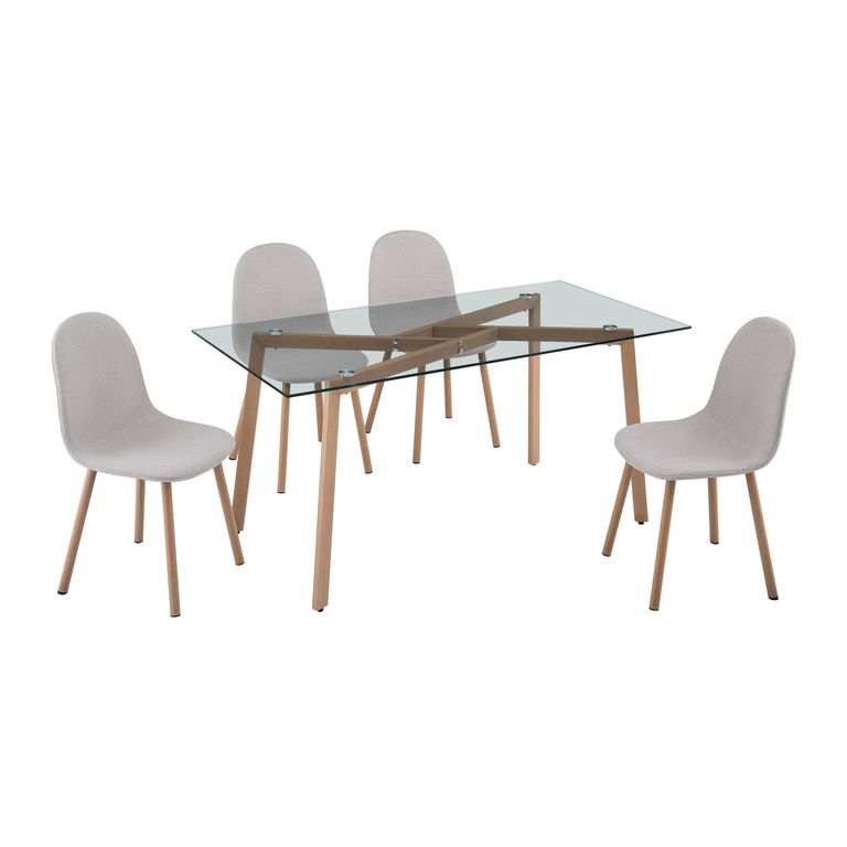 Juego de Comedor Gltea 4 Sillas Mesa Rectangular 150x80x76 cm Transparente