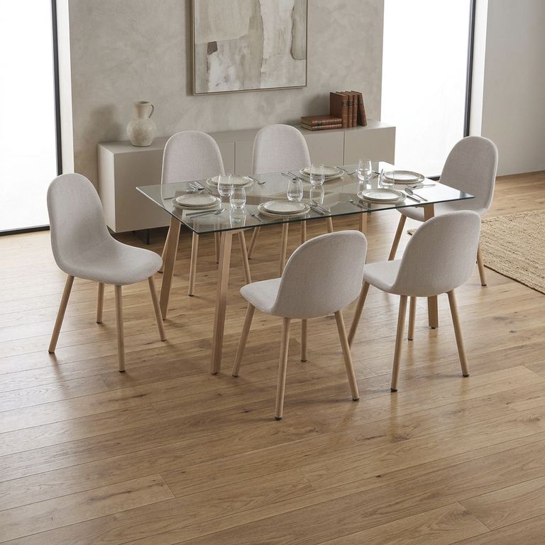 Juego de Comedor Gltae 6 Sillas Mesa Rectangular 160x80x76 cm Transparente