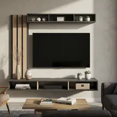 RTA DESIGN - Panel TV 65 " Joyce Café, Negro 160x138.2x35 cm
