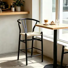 JUST HOME COLLECTION - Silla Bar Wishbone Negro 94.5x54.5x58 cm