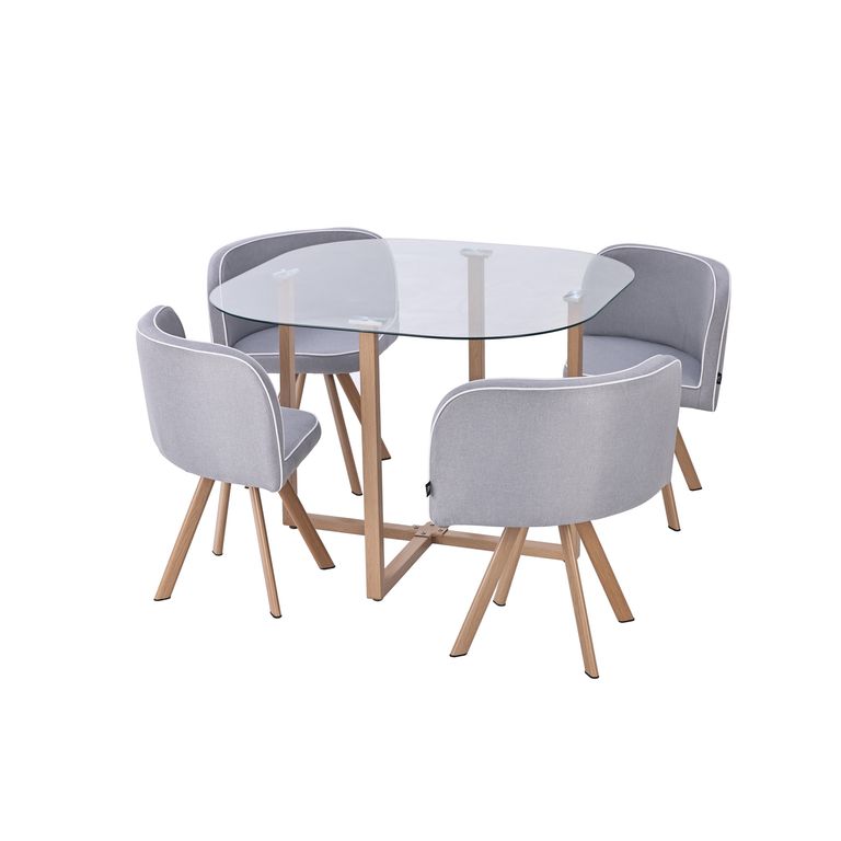 Juego de Comedor Graph 4 Sillas Mesa Cuadrada 100x100x75cm Gis