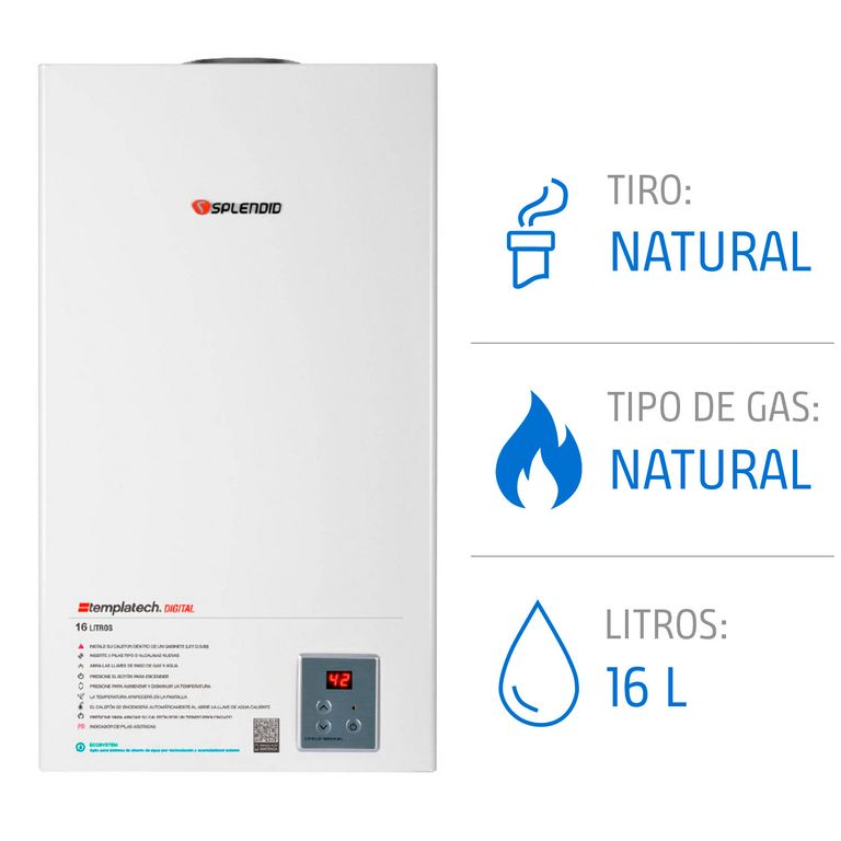 Calefont 16 Litros Gas Natural Tiro Natural Ionizado