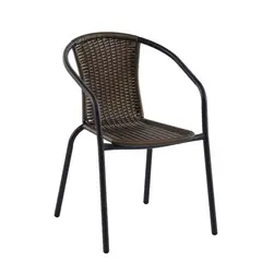 Just Home Collection - Silla de Poliratán/Aluminio Apilable Negro/Café