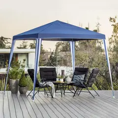 Just Home Collection - Toldo Piramidal Azul de Metal 3 x 3 Metros