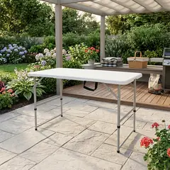 Just Home Collection - Mesa Plegable Tipo Maleta 120 Cm- Blanco