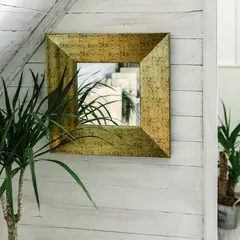 Just Home Collection - Espejo Decorativo Cuadrado de 40 x 40 cm Dorado