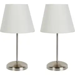 Casa Bonita - Set de 2 Lámparas de Mesa Lyon Tipo E27 de 30 cm Blanco Níquel