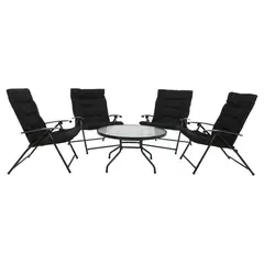 Just Home Collection - Sala de Exterior Sao Paulo Negro 4 Personas