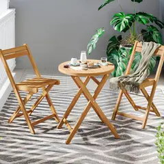 Just Home Collection - Juego de Balcón Catania Madera 3 Piezas