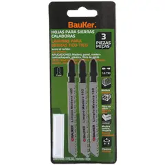 Bauker - Hoja de sierra calar tipo T 10 dientes 3 unidades