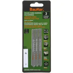 Bauker - Hoja de sierra calar tipo T 21 dientes 3 unidades