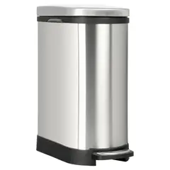 Just Home Collection - Bote de Basura Metálico con Pedal de 10L Plata