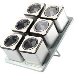 Just Home Collection - Set de 6 especieros cúbicos de metal con imán