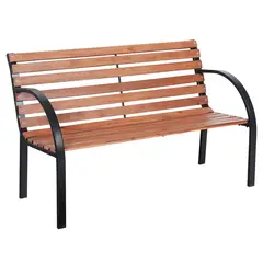 Just Home Collection - Banca de jardín de fierro con madera 1.22 m