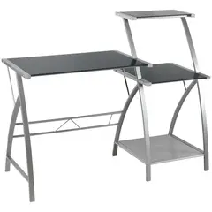 Just Home Collection - Escritorio de vidrio con 3 compartimentos