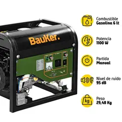Bauker - Generador Eléctrico a Gasolina 6 L 1200 W