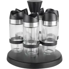 Just Home Collection - Set de especieros vidrio 6 piezas con rack