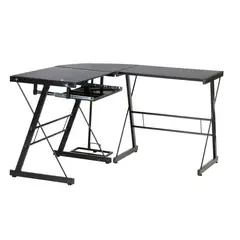 Just Home Collection - Escritorio en L vidrio negro