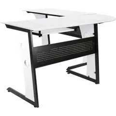 Just Home Collection - Escritorio de vidrio blanco