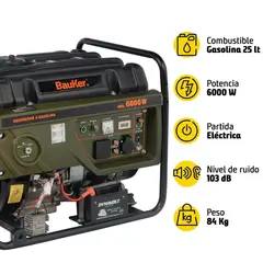Bauker - Generador Eléctrico a Gasolina 25 L 6000 W