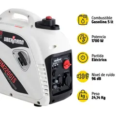 Ubermann - Generador Inversor a Gasolina 5 L 1700 W Bauker