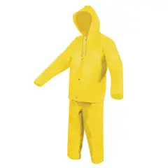 MERIDIAN PRO - Impermeable Amarillo con Gorro de PVC Mediano