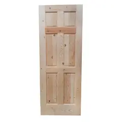 Madera Excel - Puerta de madera de Pino 6 paneles de 71 x 213 cm Natural