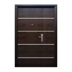 Serv Hogar - Puerta seguridad Firenze nogal con fijo izquierda 130 x 213 cm