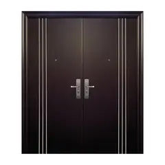 Serv Hogar - Puerta Seguridad 3 Líneas Plus Chocolate Doble Derecha 170 x 215 cm