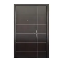 Serv Hogar - Puerta seguridad Contour nogal con fijo derecha 130 x 213 cm