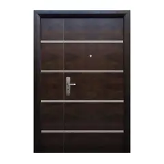 Serv Hogar - Puerta seguridad Firenze nogal con fijo derecha 130 x 213 cm