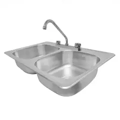 Eb - Fregadero 2 Tinas 84 x 56 x 18 cm Empotrar con Accesorios