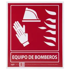 Acrilicos Sablon - Señal en poster "equipo de bomberos" lámina de estireno 40 x 34 cm