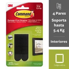 Command - Tiras Para Colgar Cuadros, Negro, 4 piezas