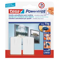 Tesa - Gancho removible para cuadros blanco x 2 piezas