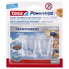 Tesa - Gancho decorativo removible 3 piezas transparente
