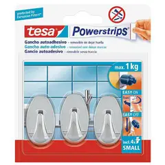 Tesa - Gancho removible ovalado 3 piezas cromo