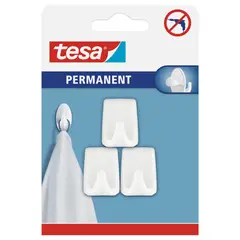 Tesa - Gancho permanente rectangular 3 piezas blanco