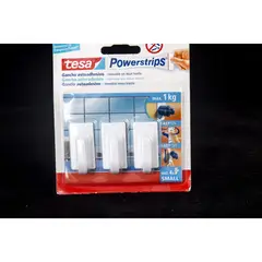 Tesa - Gancho removible rectangular 3 piezas blanco