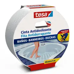 Tesa - Cinta antideslizante para baños y tinas 48 mm x 5 m transparente