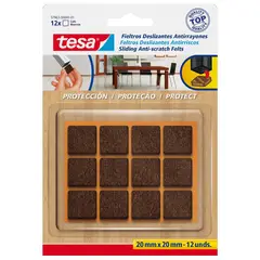 Tesa - Fieltro protector 20 mm x 20 mm x 12 unid café