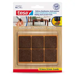Tesa - Fieltro protector 32 mm x 32 mm x 6 unid café