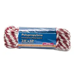 Kingcord - Cuerda de polipropileno 3/8" x 15 m roja/blanco