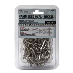 Kingchain - Cadena decorativa óvalo martillada níquel 3 m