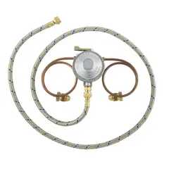 Iusa - Kit Instalación 2 Cilindros Gas LP manguera 1.5M Conexión Pigtail Cobre