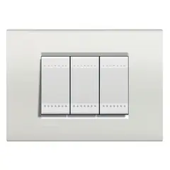 Bticino - Placa rectangular blanco 3 módulos c/chasís