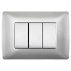 Bticino - Placa ce Aluminio con Chasis Color Plata Taxco 3 Mód.