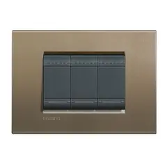 Bticino - Placa rectangular blanco 3 módulos c/chasís